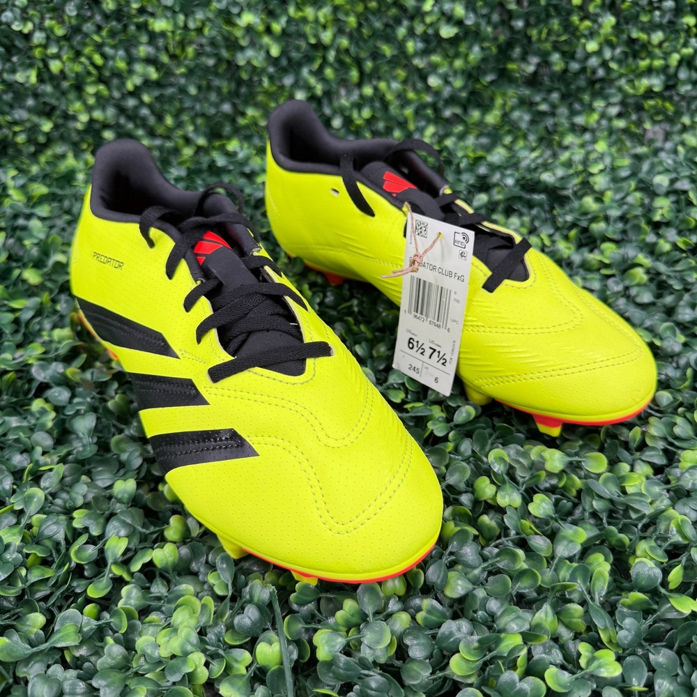 Adidas Predator Club FxG Soccer Cleats Solar Yellow Black Mens 6.5 Wmns 7.5